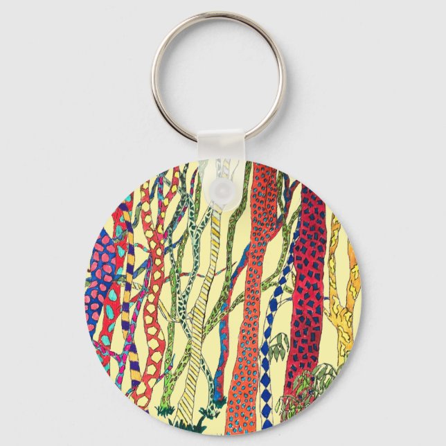 crazy forest fun colourful  key ring (Front)