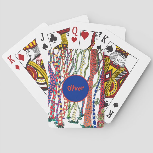crazy forest fun happy named playing cards (Back)