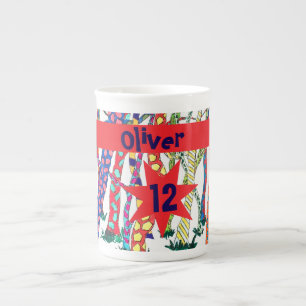 crazy forest watercolour fun colourful bone china mug