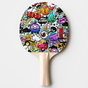 Crazy Fruits and Vegetables Graffiti Ping Pong Paddle