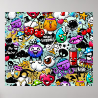 Crazy Fruits and Vegetables Graffiti