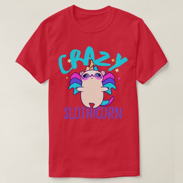 Crazy Funny Psychedelic Sloth Unicorn Hybrid Mix T-Shirt (Design Front)