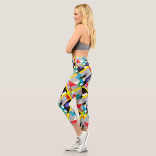Crazy Geometry Colourful Abstract Art Capri Leggings