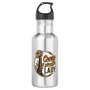 Crazy Giraffe Lady Vintage Engraving Shirt Design_ 532 Ml Water Bottle