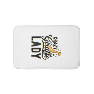 Crazy Giraffe Lady Vintage Engraving Shirt Design Bath Mat