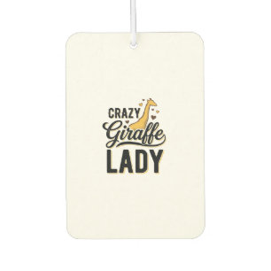 Crazy Giraffe Lady Vintage Engraving Shirt Design Car Air Freshener
