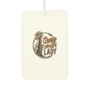 Crazy Giraffe Lady Vintage Engraving Shirt Design_ Car Air Freshener