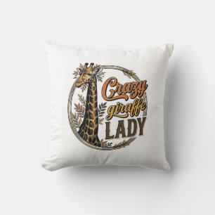 Crazy Giraffe Lady Vintage Engraving Shirt Design_ Cushion