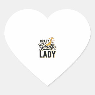 Crazy Giraffe Lady Vintage Engraving Shirt Design  Heart Sticker