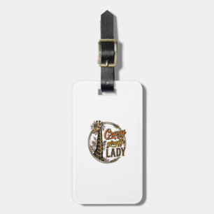 Crazy Giraffe Lady Vintage Engraving Shirt Design_ Luggage Tag