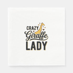 Crazy Giraffe Lady Vintage Engraving Shirt Design Napkin