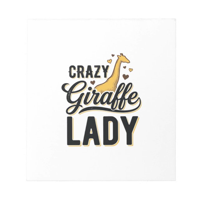 Crazy Giraffe Lady Vintage Engraving Shirt Design  Notepad (Front)