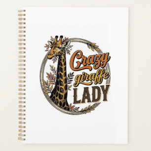 Crazy Giraffe Lady Vintage Engraving Shirt Design_ Planner