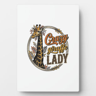 Crazy Giraffe Lady Vintage Engraving Shirt Design_ Plaque