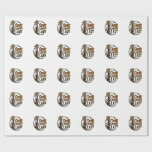 Crazy Giraffe Lady Vintage Engraving Shirt Design_ Wrapping Paper