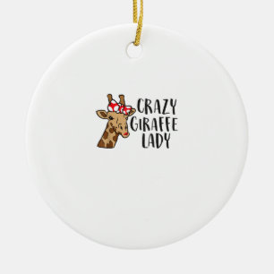 Crazy Giraffe Lady Women Giraffes Ceramic Tree Decoration