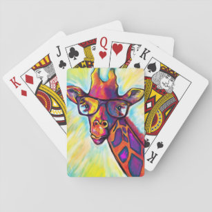 Crazy Giraffe Man Playing Cards