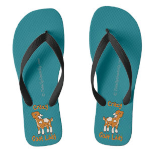 CRAZY GOAT LADY   by TotallyGoatally™ Flip Flops