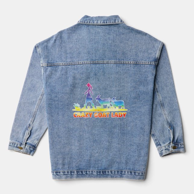 Crazy Goat Lady  Fun Goat Owner  Denim Jacket (Back)