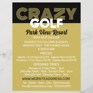 Crazy Golf Slogan, Mini Golf Course Advertising Flyer