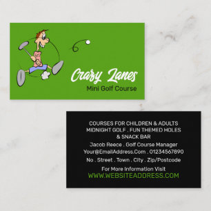 Crazy Golfer, Mini Golf Course Advertising Business Card