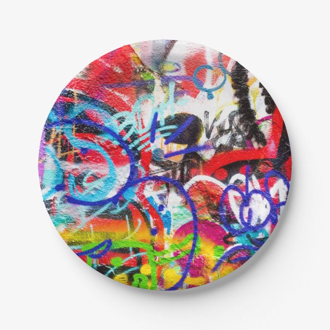 Crazy Graffiti Paper Plate (Front)