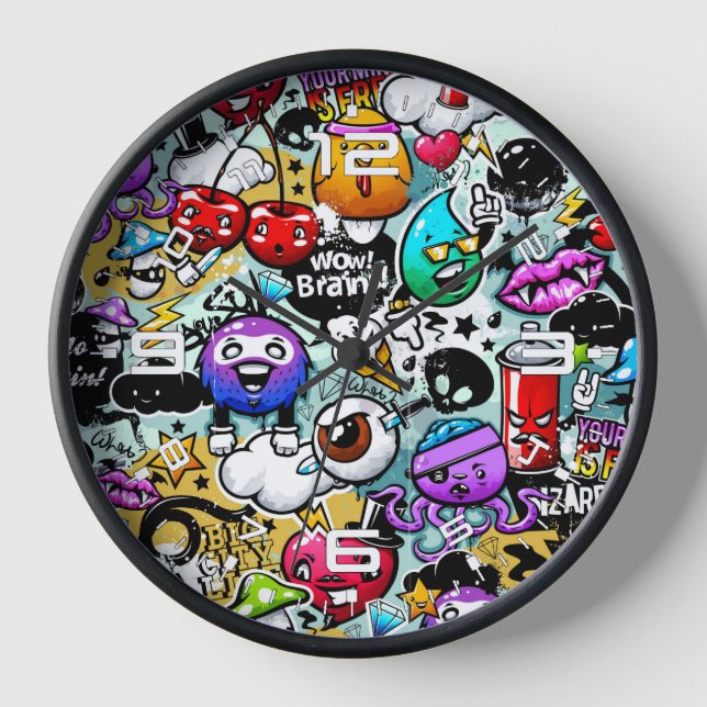 Crazy Graffiti Stickers  Clock (Front)