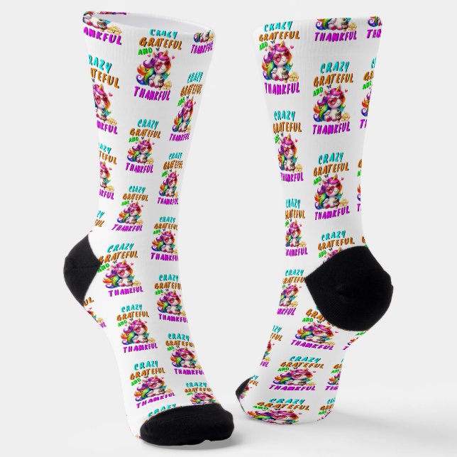 Crazy Grateful And Thankful Socks (Angled)