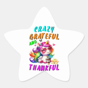 Crazy Grateful And Thankful Star Sticker