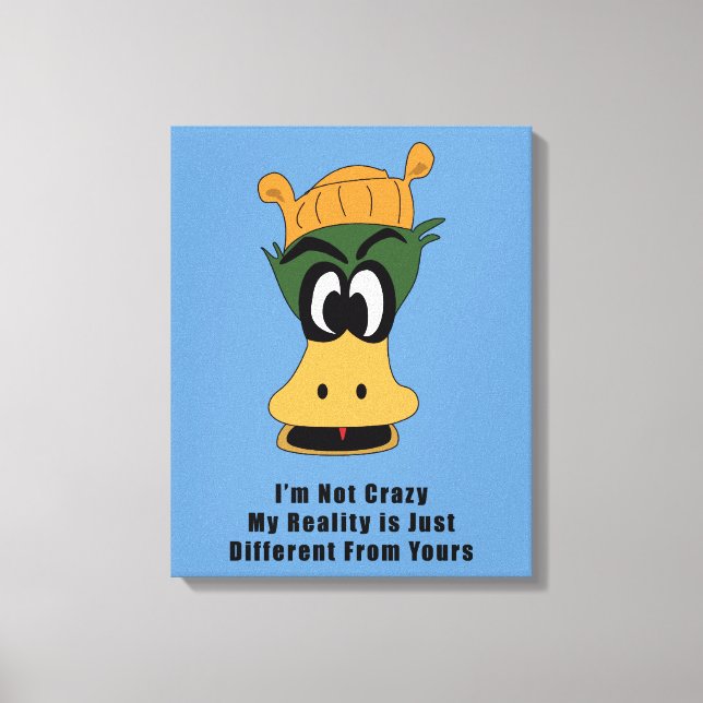 Crazy Green Cartoon Duck Different Reality Canvas Print (Front)