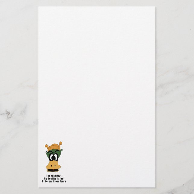 Crazy Green Cartoon Duck Different Reality Stationery (Front)