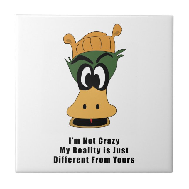 Crazy Green Cartoon Duck Different Reality Tile (Front)