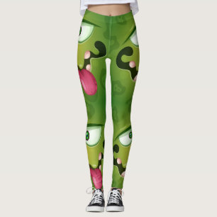 Crazy Green Monster Face Leggings