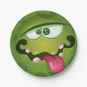 Crazy Green Monster Face Paper Plate