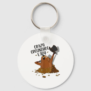 Crazy Groundhog Lady Day February 2nd Funny Birthd Key Ring