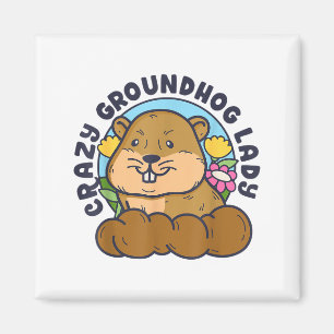 Crazy Groundhog Lady Women Retro Vintage 60s 70s 8 Magnet