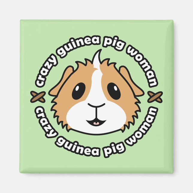 Crazy Guinea Pig Woman Fridge Magnet (Front)