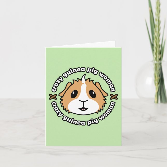 Crazy Guinea Pig Woman Greetings Card (Front)