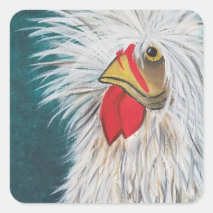 Crazy Hair Chicken Square Sticker