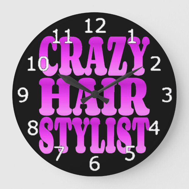 Crazy Hair Stylist Large Clock (Front)