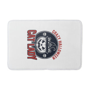 Crazy Halloween Cat Lady Vintage Witch Cat Shirt_1 Bath Mat