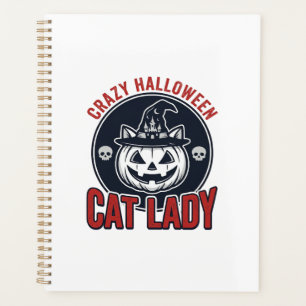 Crazy Halloween Cat Lady Vintage Witch Cat Shirt_1 Planner