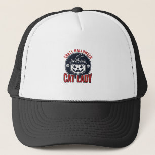 Crazy Halloween Cat Lady Vintage Witch Cat Shirt_1 Trucker Hat