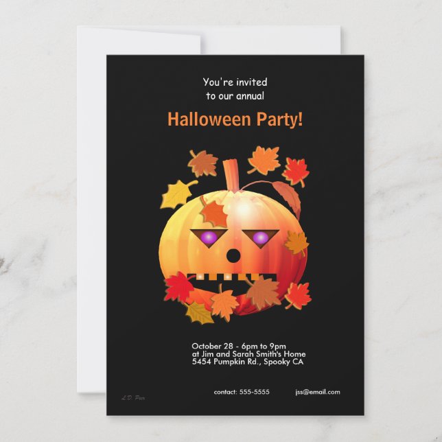 Crazy Halloween Pumpkin Invitation (Front)