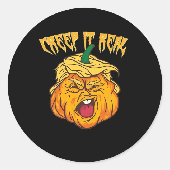 Crazy Halloween Pumpkin Trumpkin Costume Classic Round Sticker (Front)