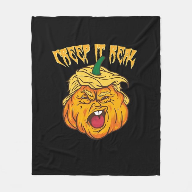 Crazy Halloween Pumpkin Trumpkin Costume Fleece Blanket (Front)
