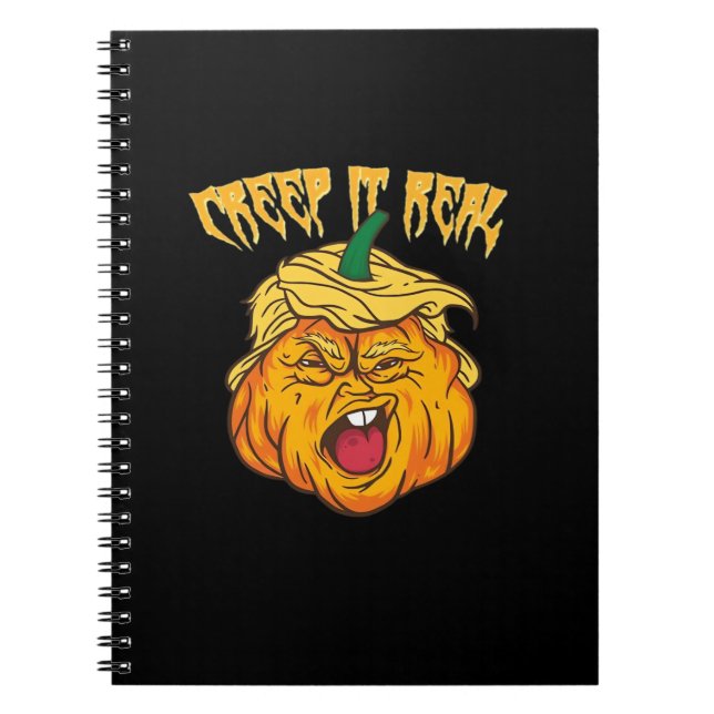 Crazy Halloween Pumpkin Trumpkin Costume Notebook (Front)