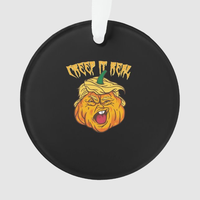 Crazy Halloween Pumpkin Trumpkin Costume Ornament (Front)