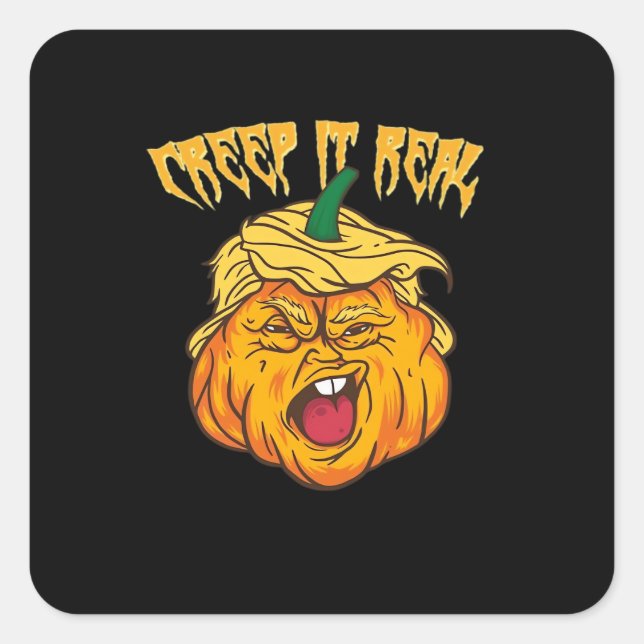 Crazy Halloween Pumpkin Trumpkin Costume Square Sticker (Front)