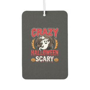 Crazy Halloween Scary Ghost and Pumpkin Design Car Air Freshener